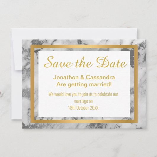 SILVER GRAY GOLD ABSTRAKT MARBLE SAVE THE DATE (Vorderseite)