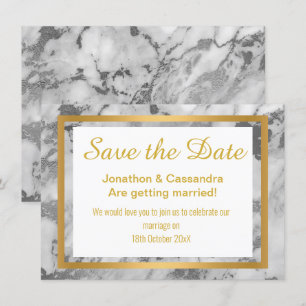 SILVER GRAY GOLD ABSTRAKT MARBLE SAVE THE DATE