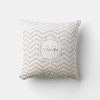 Silver Gray Gold Chevron Monogram Throw Pillow Kissen