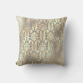 Silver Gray Gold Damask Antonietta Champaigne Kissen