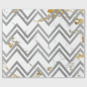 Silver Gray Gold Marmor Carrara Zickzack Zig Zag Geschenkpapier (Flach)