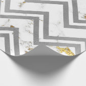 Silver Gray Gold Marmor Carrara Zickzack Zig Zag Geschenkpapier (Ecke)