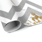 Silver Gray Gold Marmor Carrara Zickzack Zig Zag Geschenkpapier (Rolleneckpunkt)
