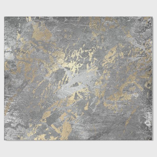 Silver Gray Gold Marmor Shiny Metallic Grungy VIP Geschenkpapier (Flach)