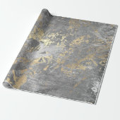 Silver Gray Gold Marmor Shiny Metallic Grungy VIP Geschenkpapier (Ungerollt)