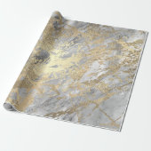 Silver Gray Gold Marmor Shiny Metallic Stroke Lux Geschenkpapier (Ungerollt)
