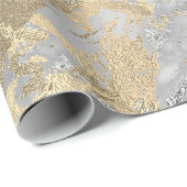 Silver Gray Gold Marmor Shiny Metallic Stroke Lux Geschenkpapier (Rolleneckpunkt)