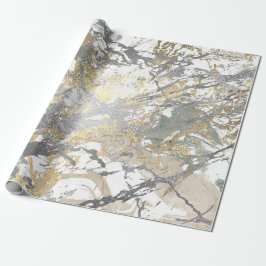 Silver Gray Gold Marmor Shiny Metallic White Ivory Geschenkpapier