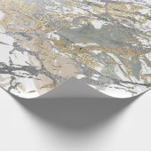 Silver Gray Gold Marmor Shiny Metallic White Ivory Geschenkpapier (Ecke)