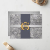 Silver Gray Gold Monogram Letter G Flat Mitteilung Mitteilungskarte (Vorderseite/Rückseite Beispiel)