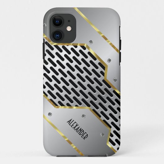 Silver Gray & Gold Shiny Metallic Look Case-Mate iPhone Hülle (Rückseite)