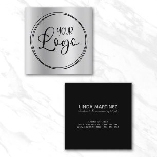 Silver Gray Gradient Circle Logo Quadratische Visitenkarte