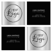 Silver Gray Gradient Circle Logo Quadratische Visitenkarte