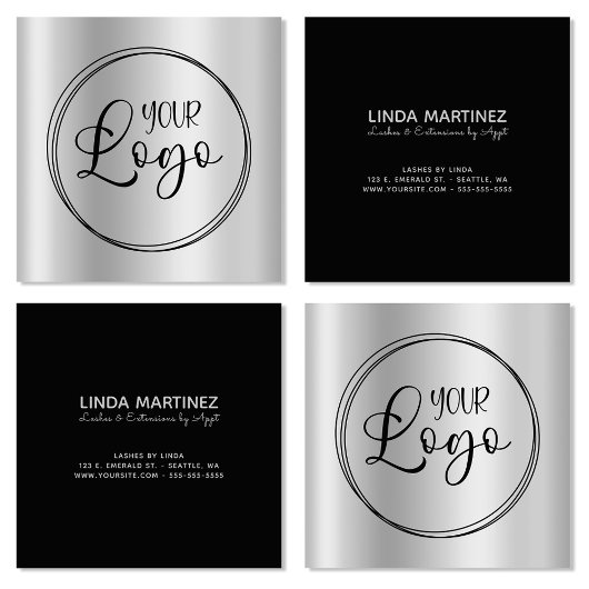 Silver Gray Gradient Circle Logo Quadratische Visitenkarte