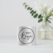 Silver Gray Gradient Circle Logo Quadratische Visitenkarte (Stehend Vorderseite)