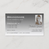 Silver Gray Gradient Palm Leaf Logo und Foto Visitenkarte (Rückseite)