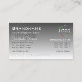 Silver Gray Gradient Palm Leaf mit Logo Stilvoll Visitenkarte (Rückseite)