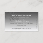 Silver Gray Gradient Palm Leaf Monogramm einfach Visitenkarte (Rückseite)