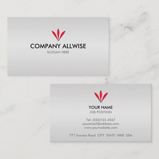 Silver Gray Gradient Visitenkarte (Vorne/Hinten)