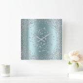 Silver Gray Graphite Diamond Crystals Tiffany Quadratische Wanduhr (Zuhause)