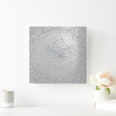 Silver Gray Graphite Diamond Edelsteine Kristalle Quadratische Wanduhr (Zuhause)