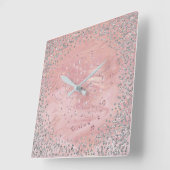 Silver Gray Graphite Diamonds Kristalle Marmor Ros Quadratische Wanduhr (Winkel)