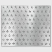 Silver Gray Graphite Metallic Glitzer VIP Stars Geschenkpapier (Flach)