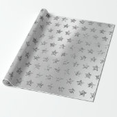 Silver Gray Graphite Metallic Glitzer VIP Stars Geschenkpapier (Ungerollt)