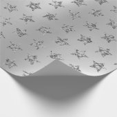 Silver Gray Graphite Metallic Glitzer VIP Stars Geschenkpapier (Ecke)