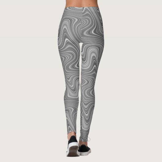 Silver Gray Gray Curvy Lined Abstrakt Leggings (Rückseite)