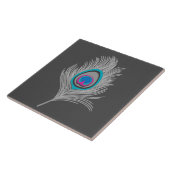 Silver Gray / Gray Peacock Feather on Graphite Fliese (Seite)