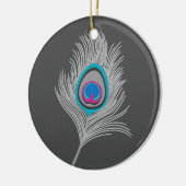Silver Gray / Gray Peacock Feather on Graphite Keramikornament (Links)