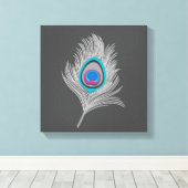 Silver Gray / Gray Peacock Feather on Graphite Leinwanddruck (Insitu (Holzboden))
