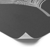 Silver Gray / Gray Peacock Feather on Graphite Poster (Ecke)