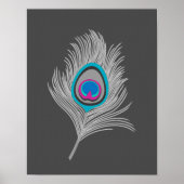 Silver Gray / Gray Peacock Feather on Graphite Poster (Vorne)