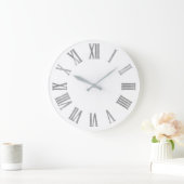 Silver Gray Gray White Minimal römische Zahlen Lux Große Wanduhr (Zuhause)