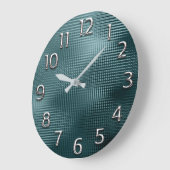 Silver Gray Grey Arabic Numbers Teal Minimalism Große Wanduhr (Winkel)