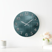 Silver Gray Grey Arabic Numbers Teal Minimalism Große Wanduhr (Zuhause)