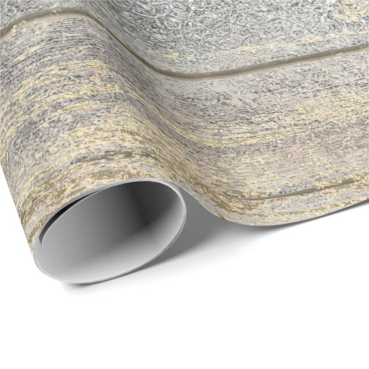 Silver Gray Grungy Champaign Gold Wood Rustikal Geschenkpapier (Rolleneckpunkt)