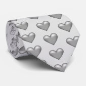 Silver Gray Hearts Pattern Krawatte (Gerollt)