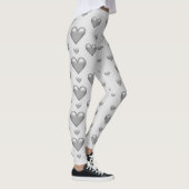 Silver Gray Hearts Pattern Leggings (Rechts)