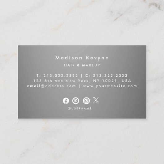 Silver Gray Hintergrund Driving Glitzer Texture Visitenkarte (Rückseite)