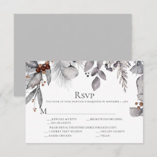 Silver Gray Holly Pine Eukalyptus Rust Berries RSVP Karte