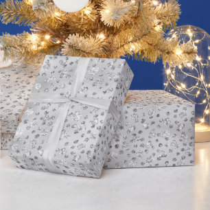 Silver Gray Imitate Glitzer Cheetah Spots Geschenkpapier
