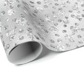 Silver Gray Imitate Glitzer Cheetah Spots Geschenkpapier (Rolleneckpunkt)