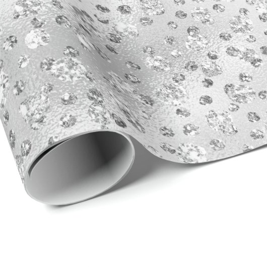 Silver Gray Imitate Glitzer Cheetah Spots Geschenkpapier (Rolleneckpunkt)