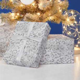 Silver Gray Imitate Glitzer Leopard Print Geschenkpapier