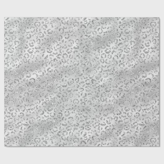Silver Gray Imitate Glitzer Leopard Print Geschenkpapier (Flach)