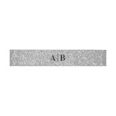 Silver Gray Imitats Glitzer Wedding Monogram Einladungsbanderole (Flach)