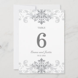 Silver Gray Ironwork Elegante Hochzeiten Tischnumm Einladung